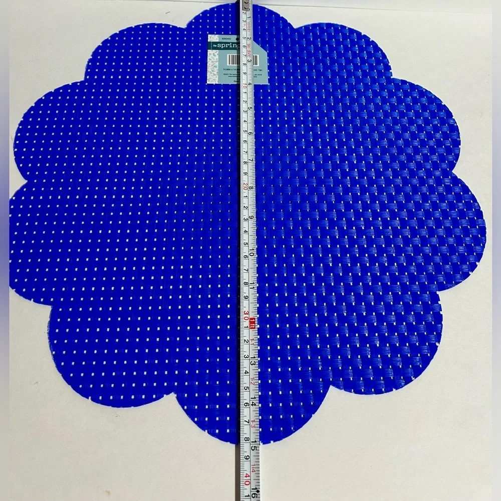 Blue Flower Scallop 14.88”Placemats Plastic Weave Spring Shop Set 4 NEW Summer